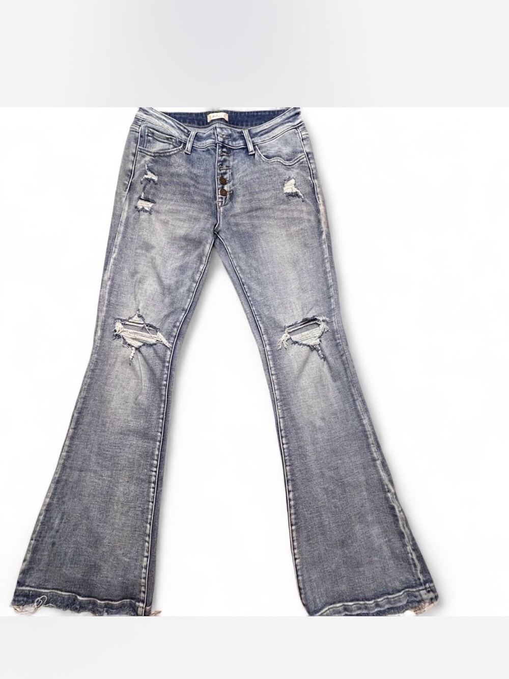 Altar’d State Women’s Distressed Flare Jeans - Washed Gray